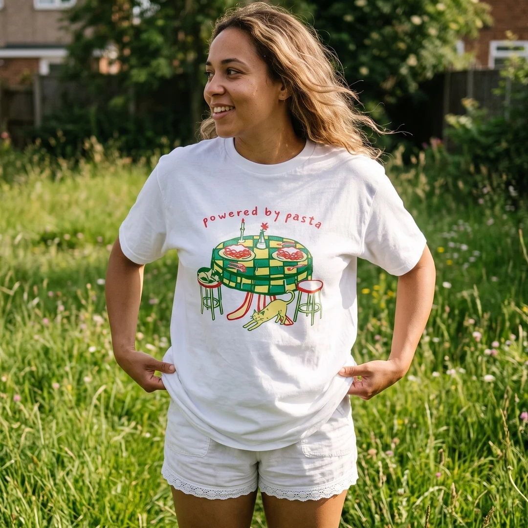 Powered by Pasta Graphic Tee Shirt
