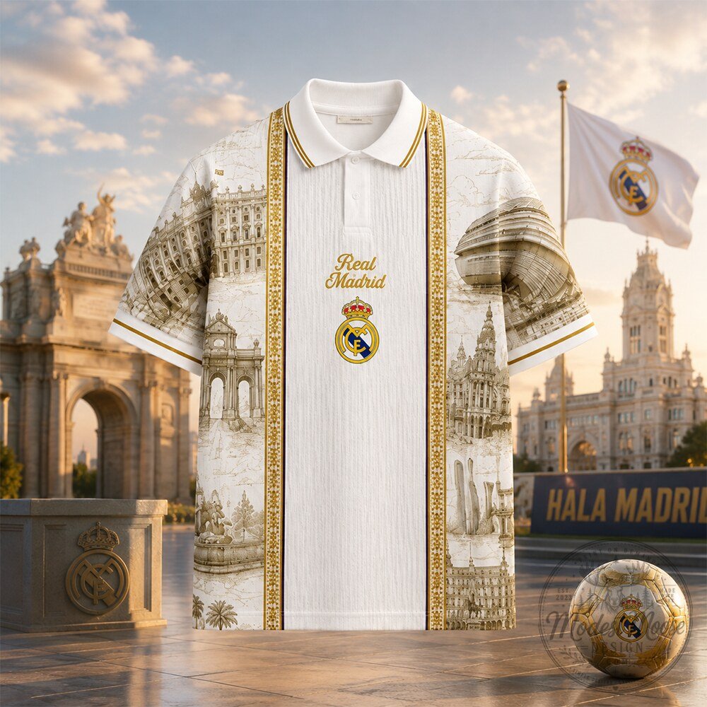 2026 Real Madrid Heritage Toile de Jouy Polo Shirt Gift For Fans