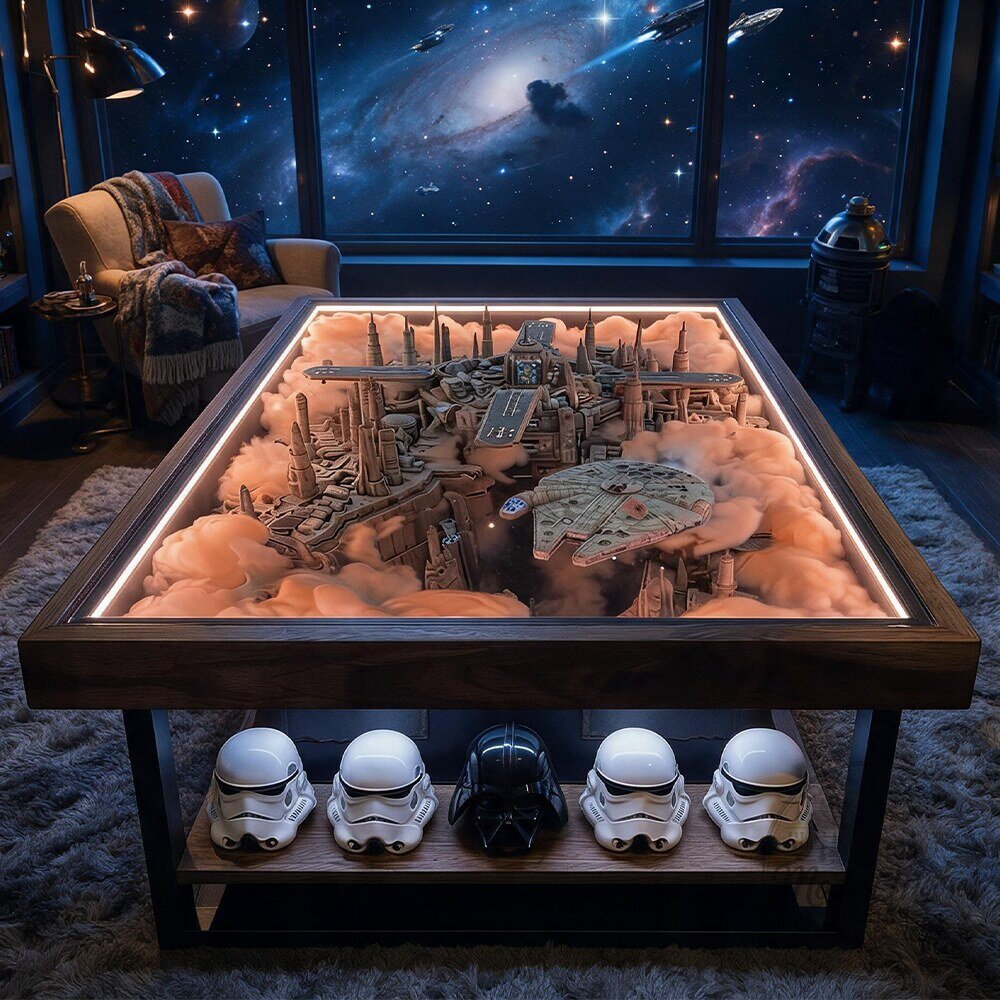 Star Wars Cloud City Millennium Falcon LED Diorama Coffee Table