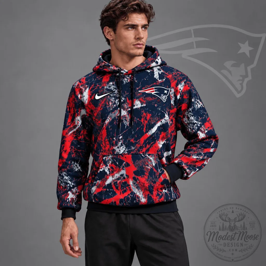 New England Patriots Distressed Brush Camo Pullover Hoodie 1 New England Patriots Distressed Brush Camo Pullover Hoodie