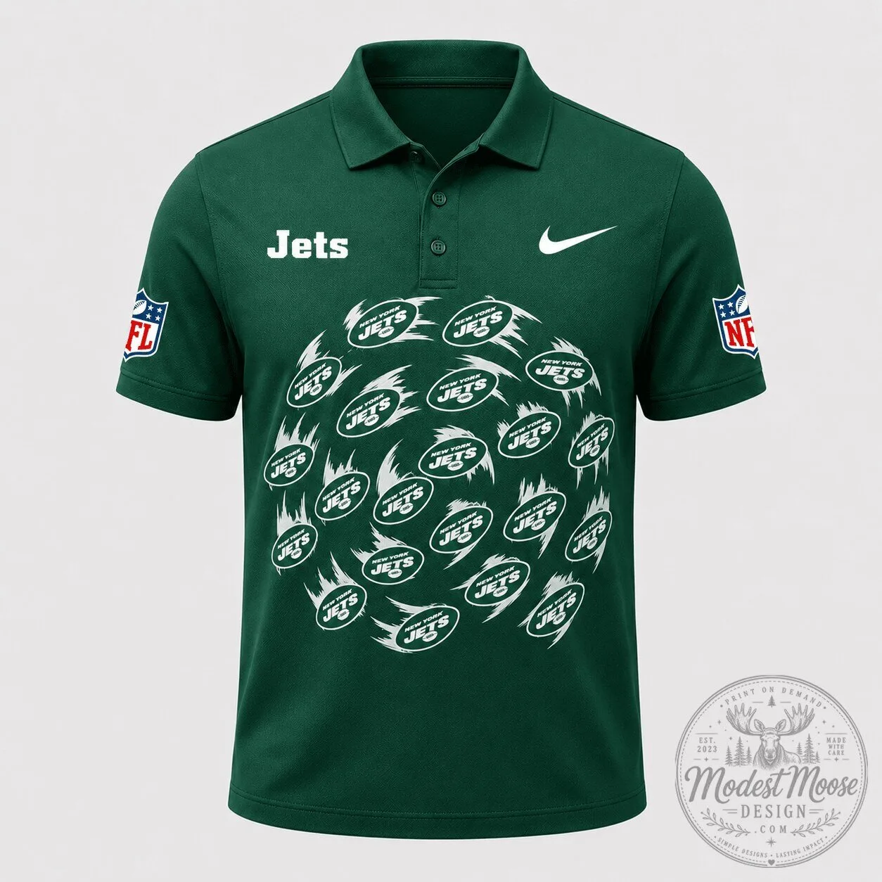 New York Jets National Football League Green Logo Pattern Polo Shirt