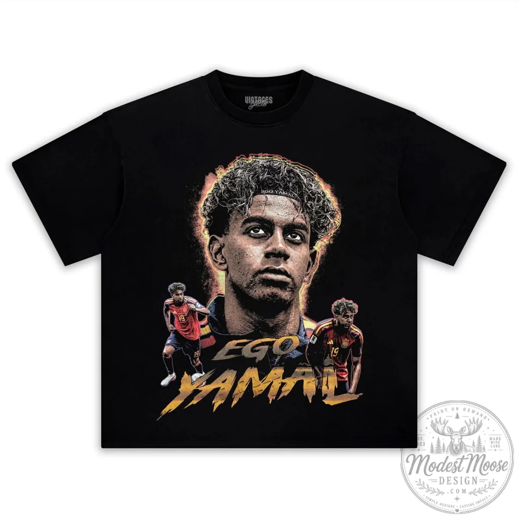 Graphic Design T-Shirt Featuring Football Player Lamine Yamal Graphic Design T-Shirt Featuring Football Player Lamine Yamal