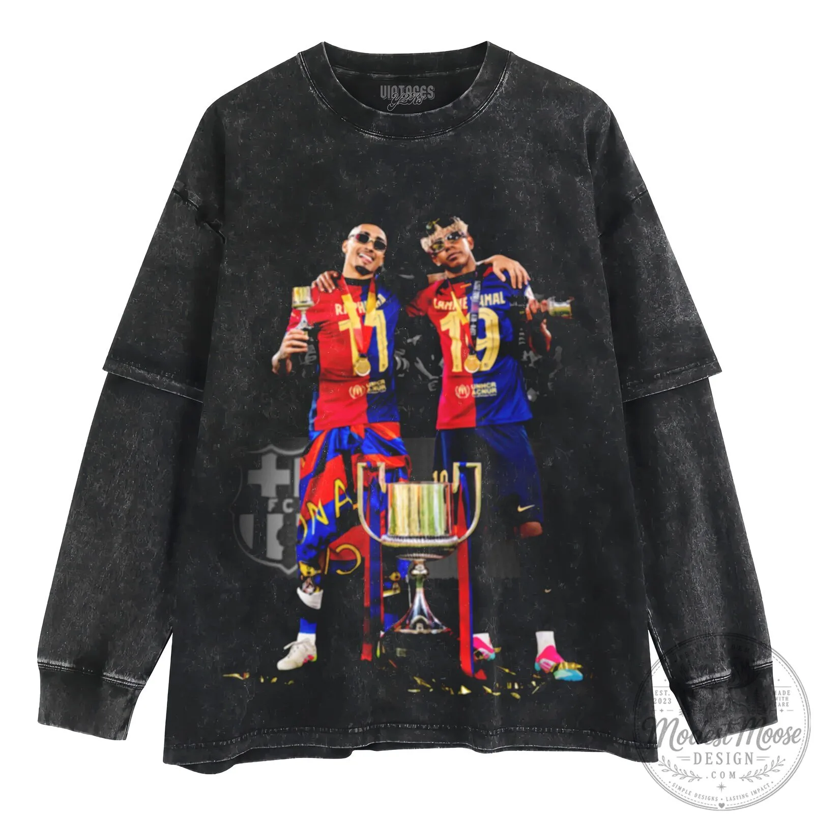 Lamine Yamal and Raphinha Barcelona Football Club Trophy Long-Sleeve Shirt