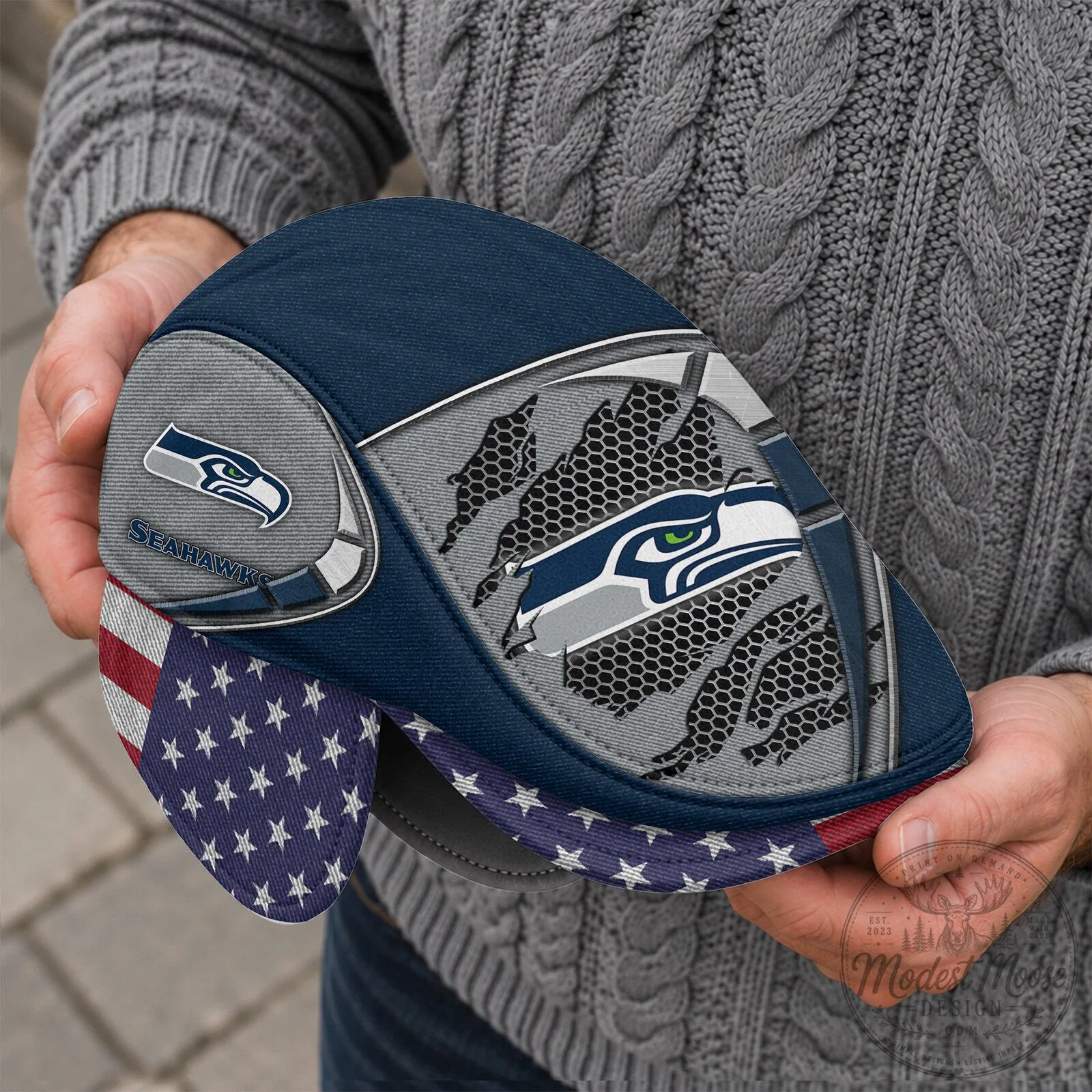 Seattle Seahawks Football Team Logo Flat Cap with Foldable Ear Flaps 10 Seattle Seahawks Football Team Logo Flat Cap with Foldable Ear Flaps