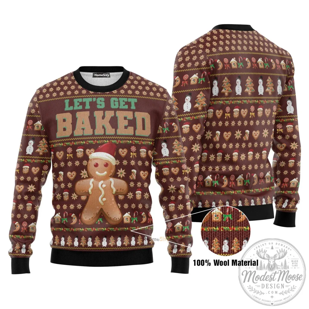 Let's Get Baked Gingerbread Man Ugly Christmas Sweater 9 Let's Get Baked Gingerbread Man Ugly Christmas Sweater