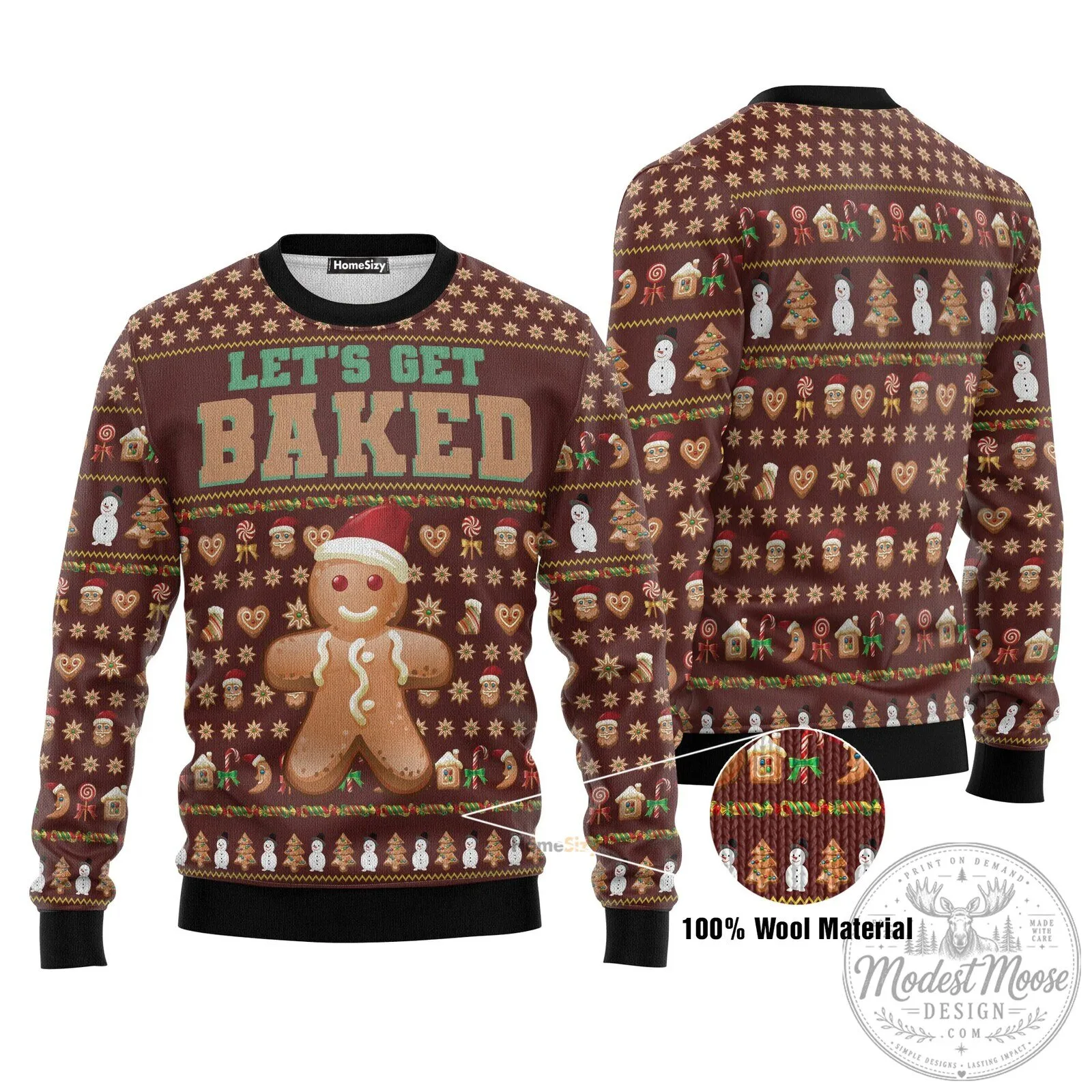 Let's Get Baked Gingerbread Man Ugly Christmas Sweater