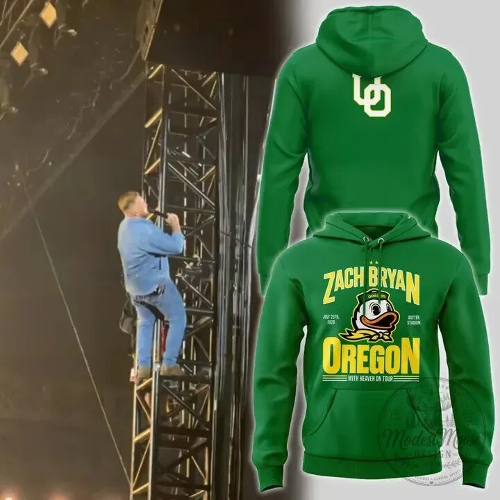 Zach Bryan Oregon Ducks With Heaven On Tour Concert Hoodie