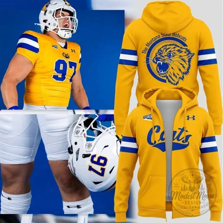 Montana State Football Bobcats Gold Rush Full Zip Hoodie