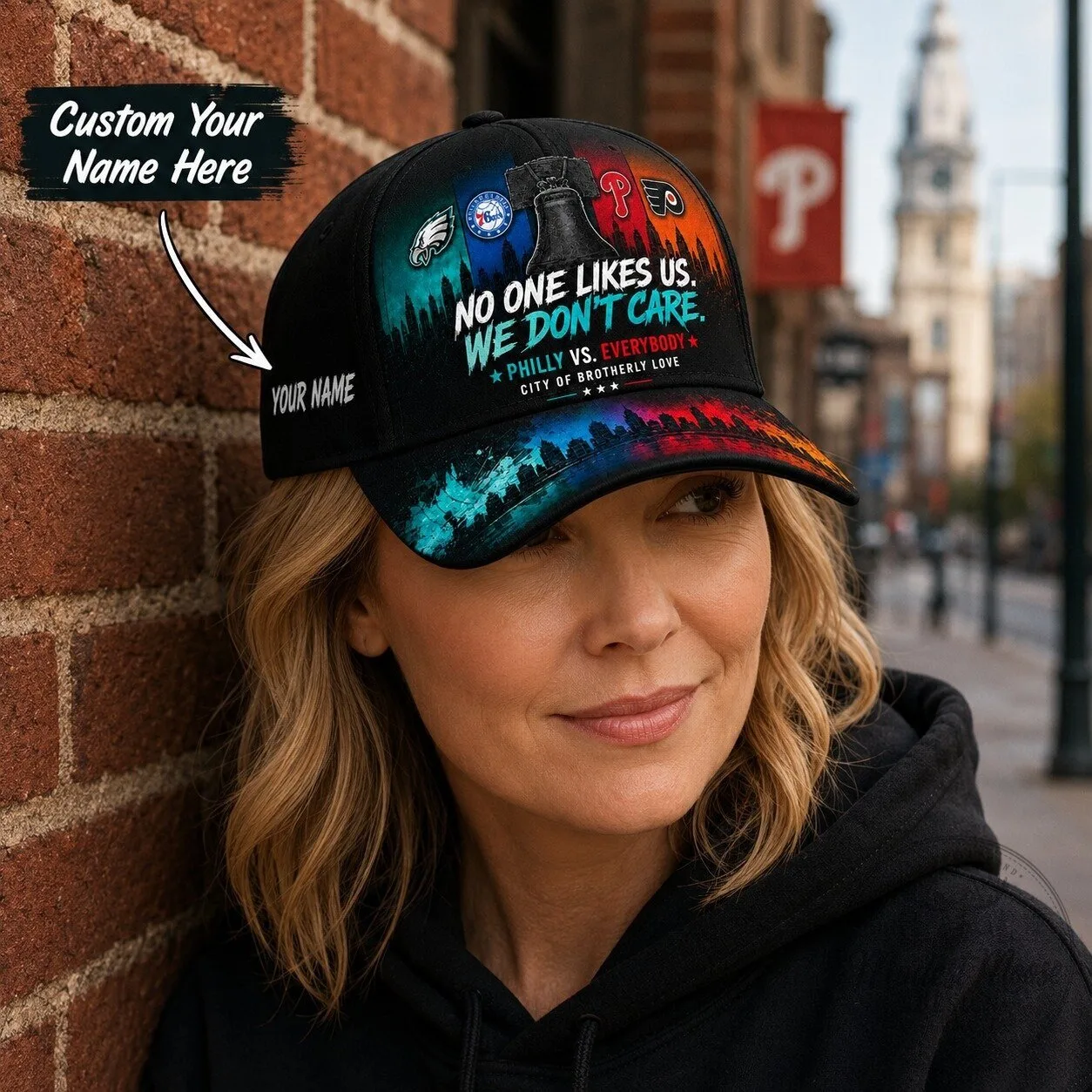 Philadelphia Sports Fan No One Likes Us We Don't Care City of Brotherly Love Cap Hat 14 Philadelphia Sports Fan No One Likes Us We Don