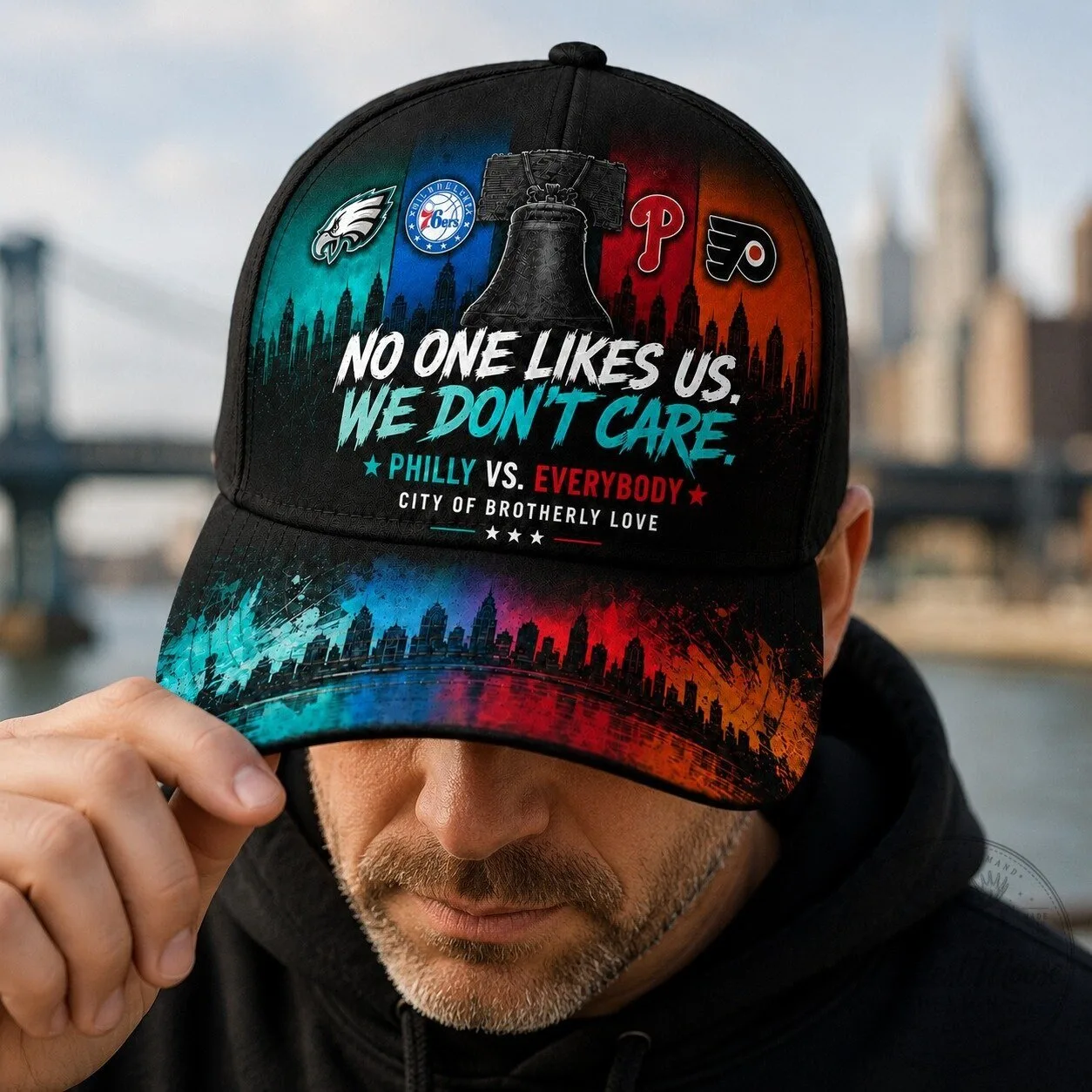 Philadelphia Sports Fan No One Likes Us We Don't Care City of Brotherly Love Cap Hat 17 Philadelphia Sports Fan No One Likes Us We Don
