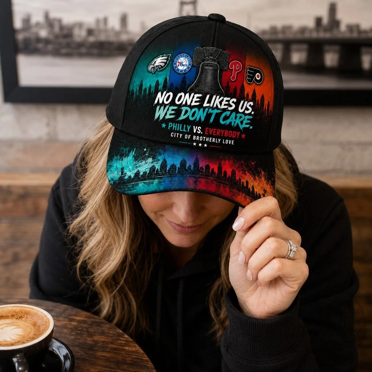 Philadelphia Sports Fan No One Likes Us We Don't Care City of Brotherly Love Cap Hat 18 Philadelphia Sports Fan No One Likes Us We Don