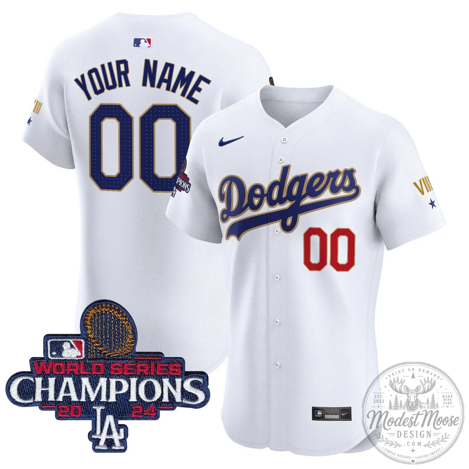 Dodgers 2024 World Series Champions Custom Baseball Jersey