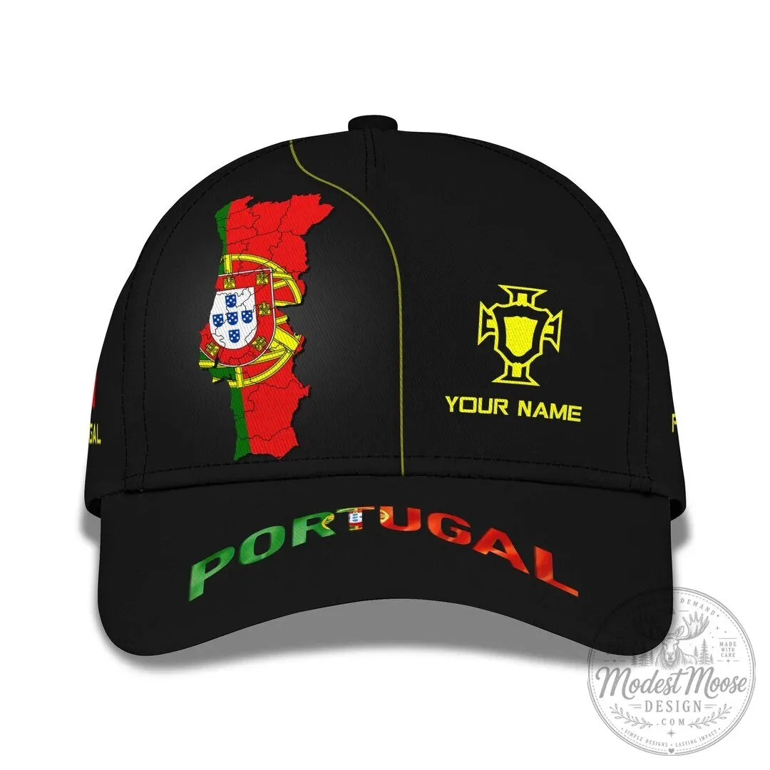 Portugal National Football Team Map Personalized Custom Name Black Baseball Cap Hat