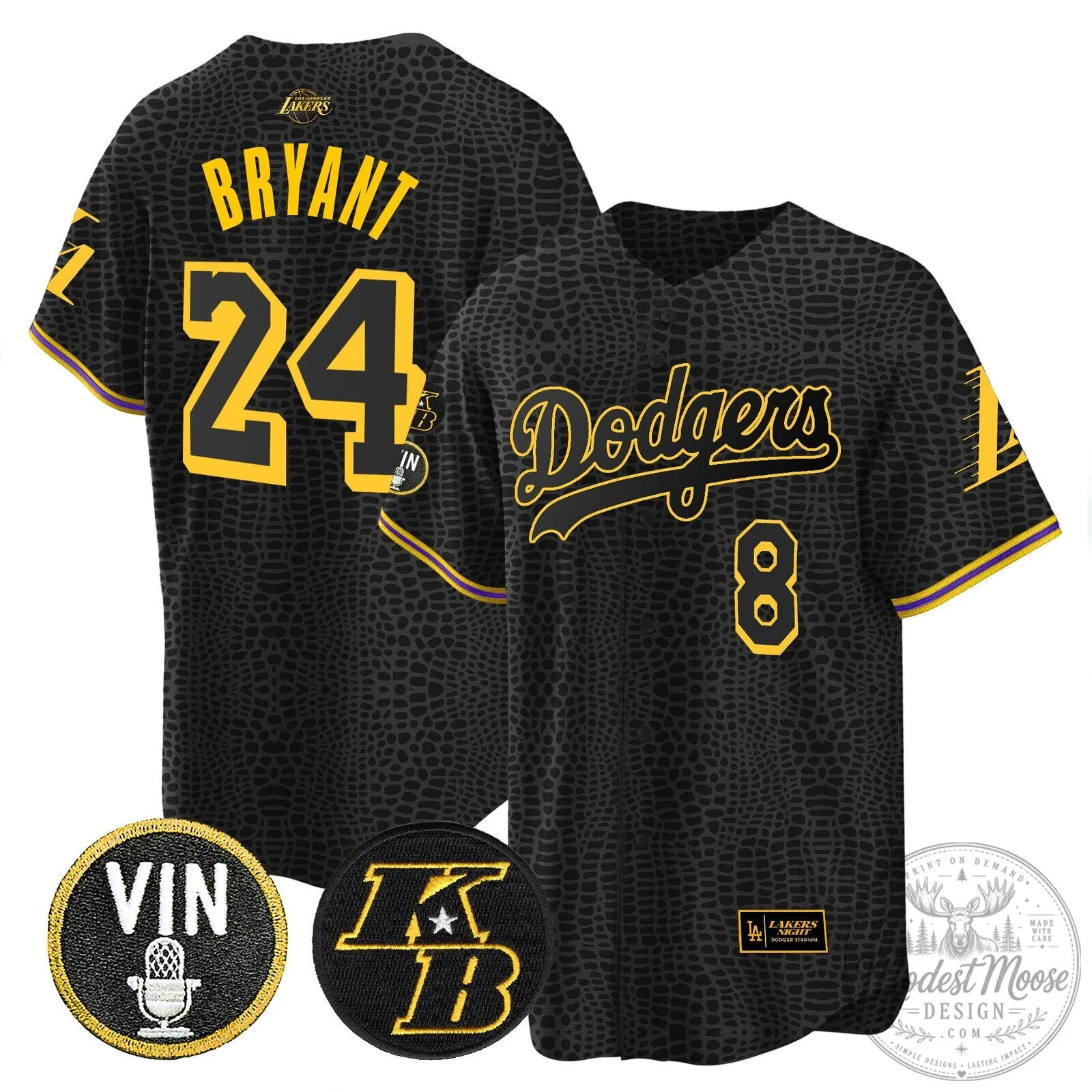Kobe Bryant Black Mamba Edition Baseball Jersey for Los Angeles Dodgers