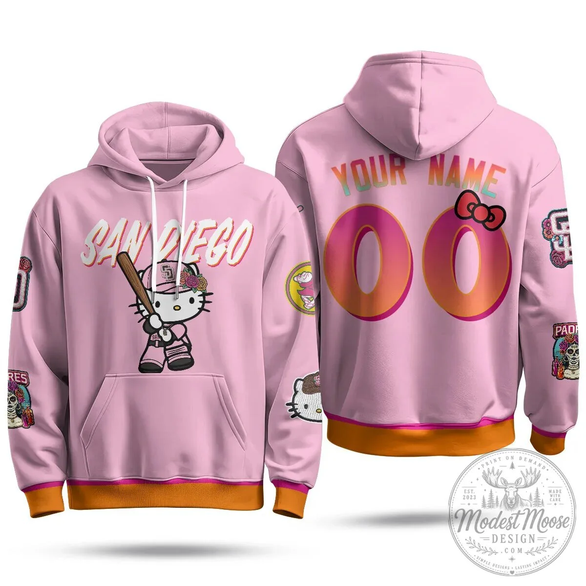 San Diego Padres Hello Kitty Baseball Player Custom Name Number Hoodie 8 San Diego Padres Hello Kitty Baseball Player Custom Name Number Hoodie