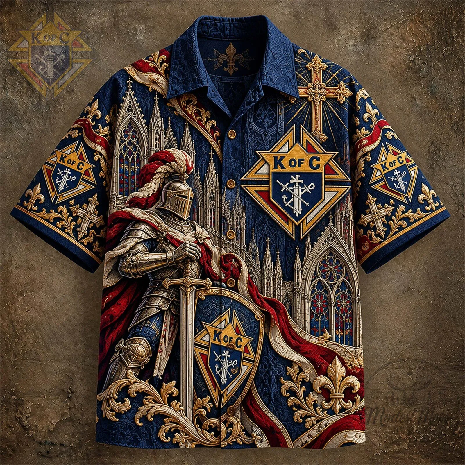 Knights of Columbus Medieval Knight Templar Religious Hawaiian Shirt