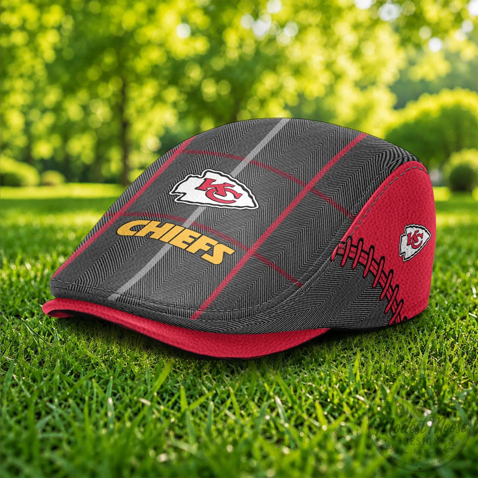Kansas City Chiefs NFL Football Team Logo Plaid Flat Cap Hat