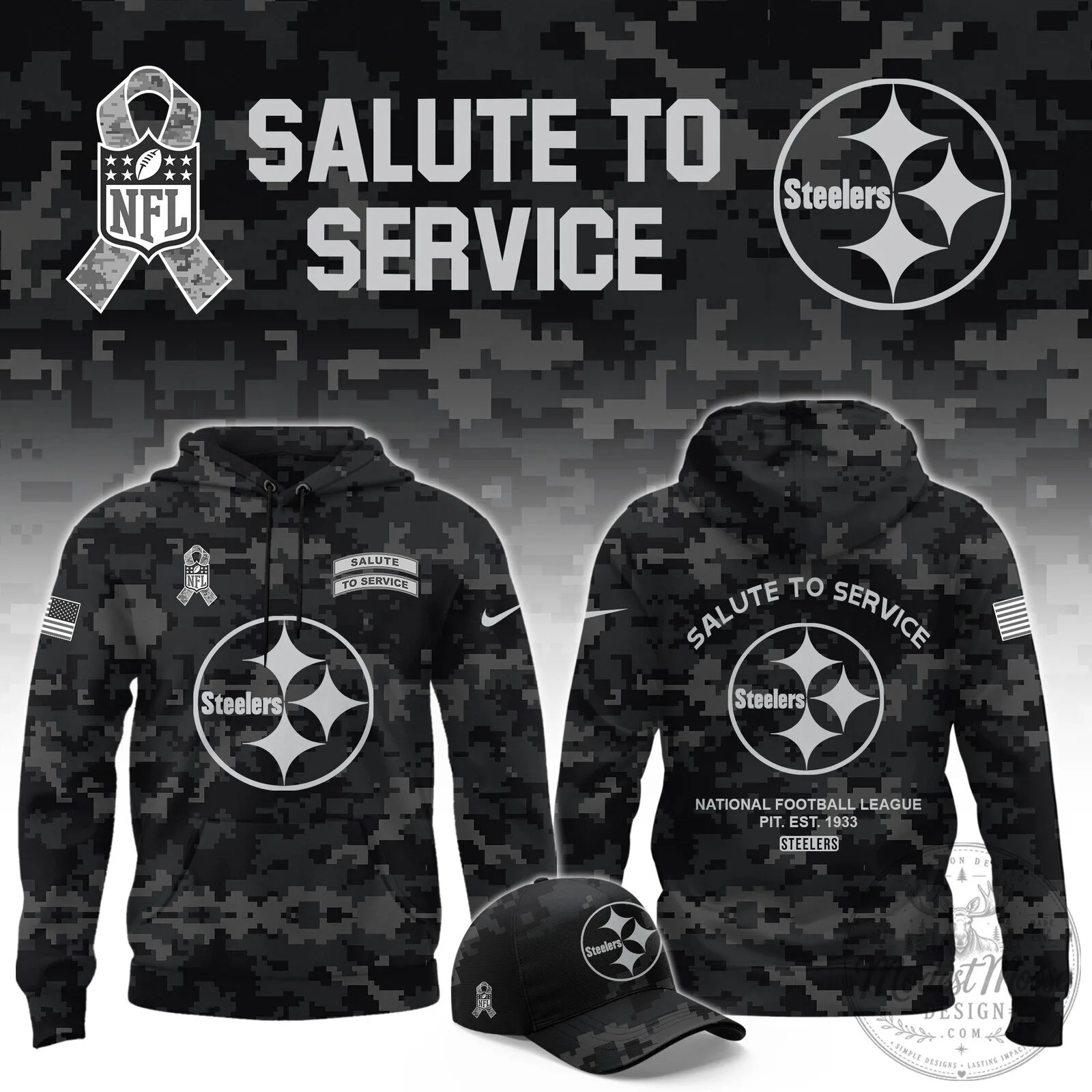 Pittsburgh Steelers Salute To Service Camouflage Hoodie
