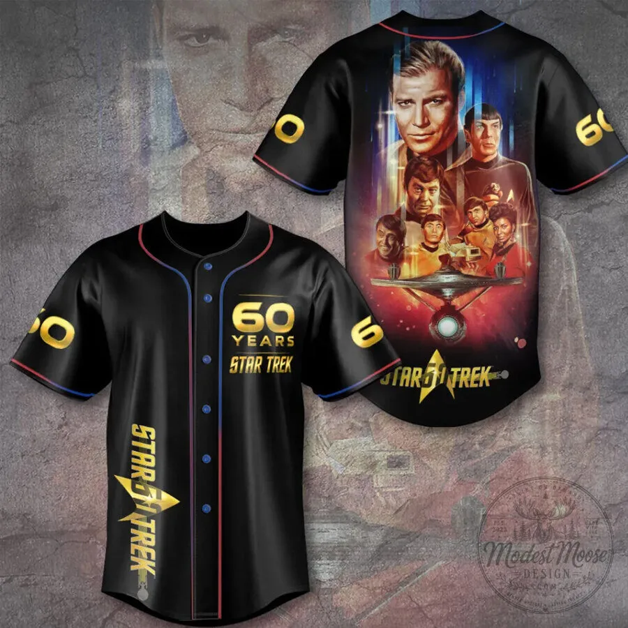 Star Trek 60 Years Anniversary Captain Kirk Spock Baseball Jersey