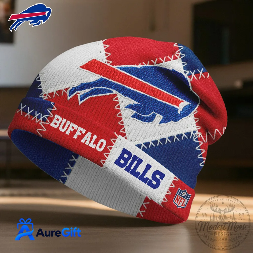 Buffalo Bills National Football League Patchwork Style Beanie Cap Hat Buffalo Bills National Football League Patchwork Style Beanie Cap Hat