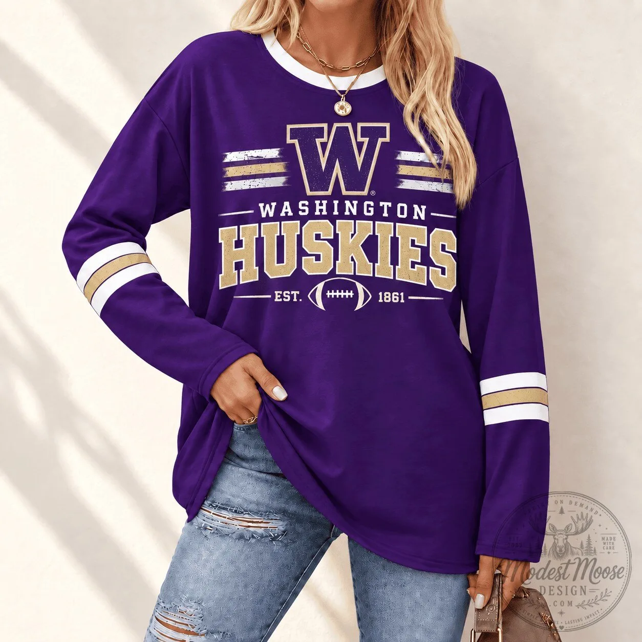 Washington Huskies Established 1861 Football Team Premium Long Sleeve T-Shirt