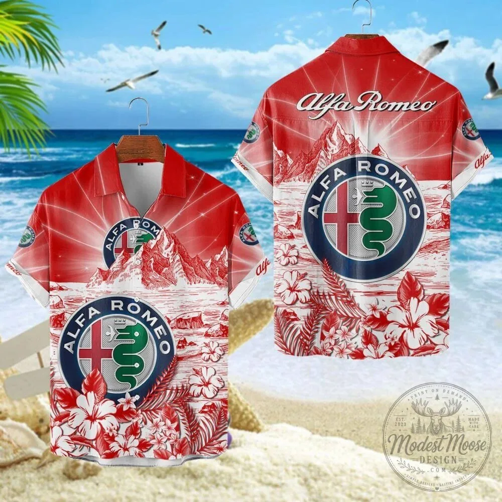Alfa Romeo Car Logo Red Hawaiian Shirt Summer Beach Vacation Apparel 10 Alfa Romeo Car Logo Red Hawaiian Shirt Summer Beach Vacation Apparel