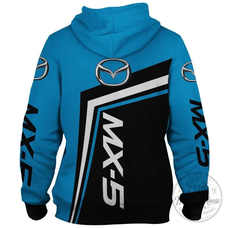 Mazda Skull Custom Name Blue and Black Racing Car Fan Hoodie 17 Mazda Skull Custom Name Blue and Black Racing Car Fan Hoodie
