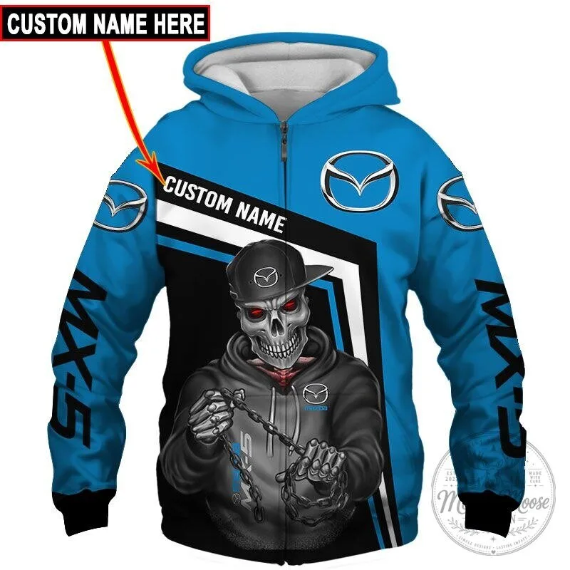 Mazda Skull Custom Name Blue and Black Racing Car Fan Hoodie 18 Mazda Skull Custom Name Blue and Black Racing Car Fan Hoodie