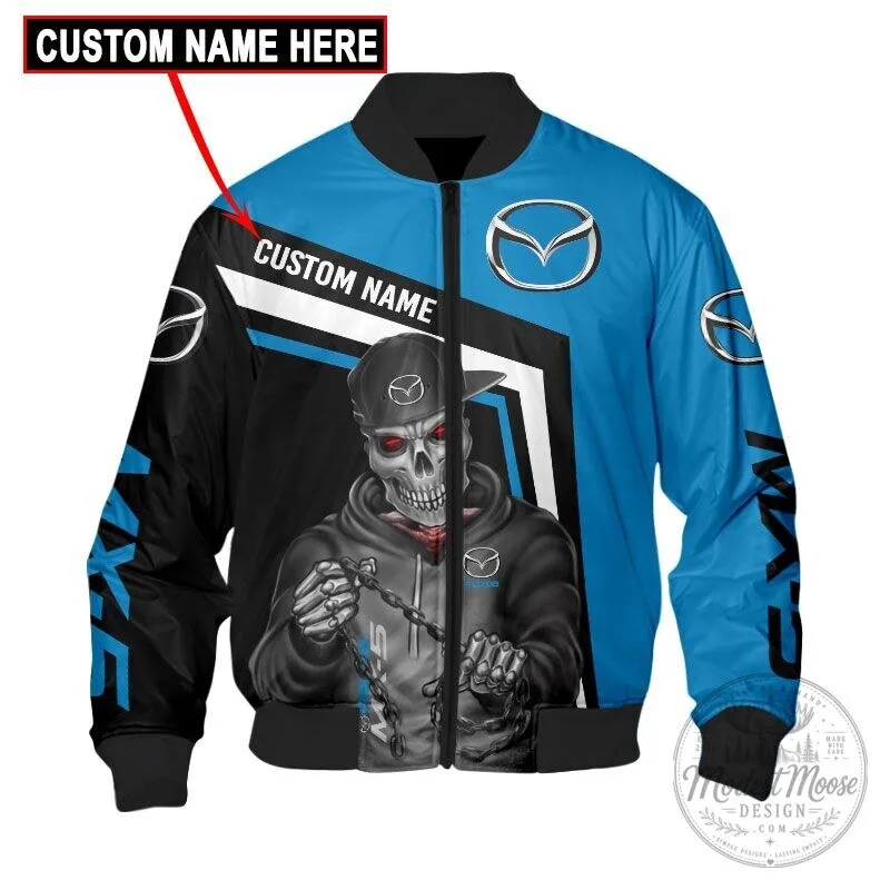 Mazda Skull Custom Name Blue and Black Racing Car Fan Hoodie 19 Mazda Skull Custom Name Blue and Black Racing Car Fan Hoodie
