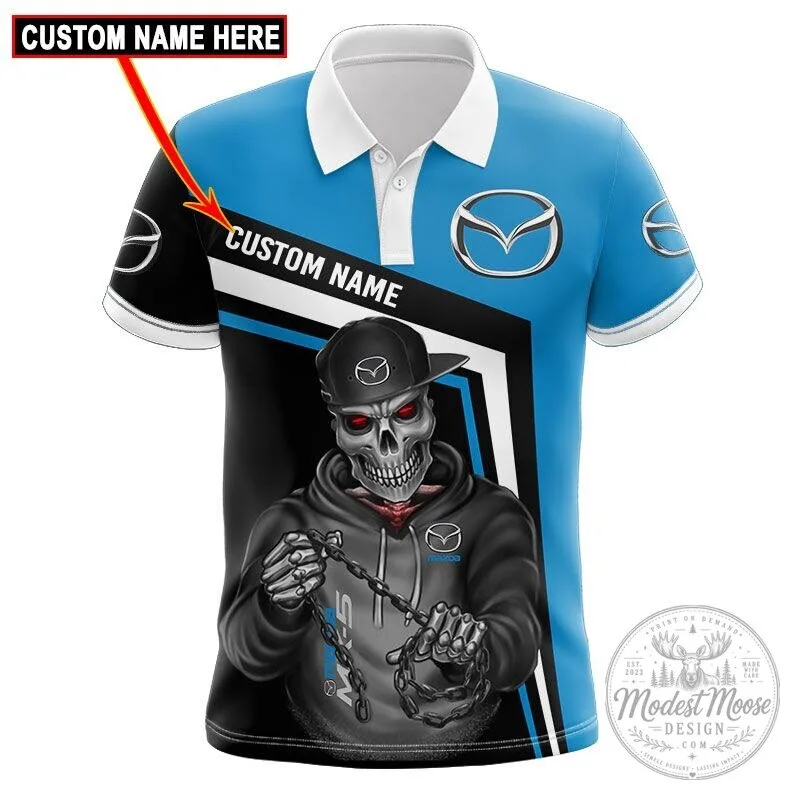 Mazda Skull Custom Name Blue and Black Racing Car Fan Hoodie 22 Mazda Skull Custom Name Blue and Black Racing Car Fan Hoodie