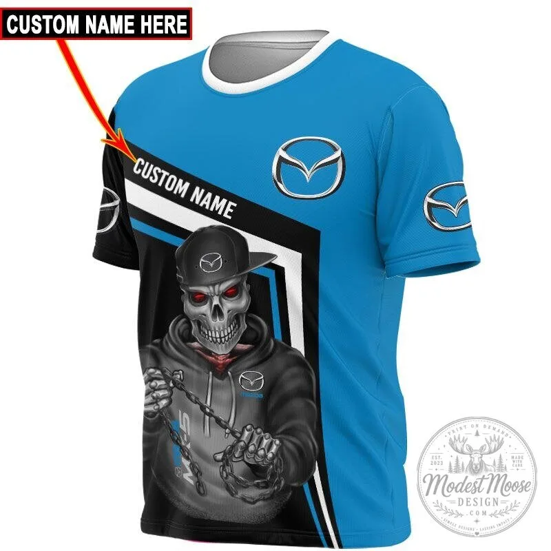 Mazda Skull Custom Name Blue and Black Racing Car Fan Hoodie 23 Mazda Skull Custom Name Blue and Black Racing Car Fan Hoodie