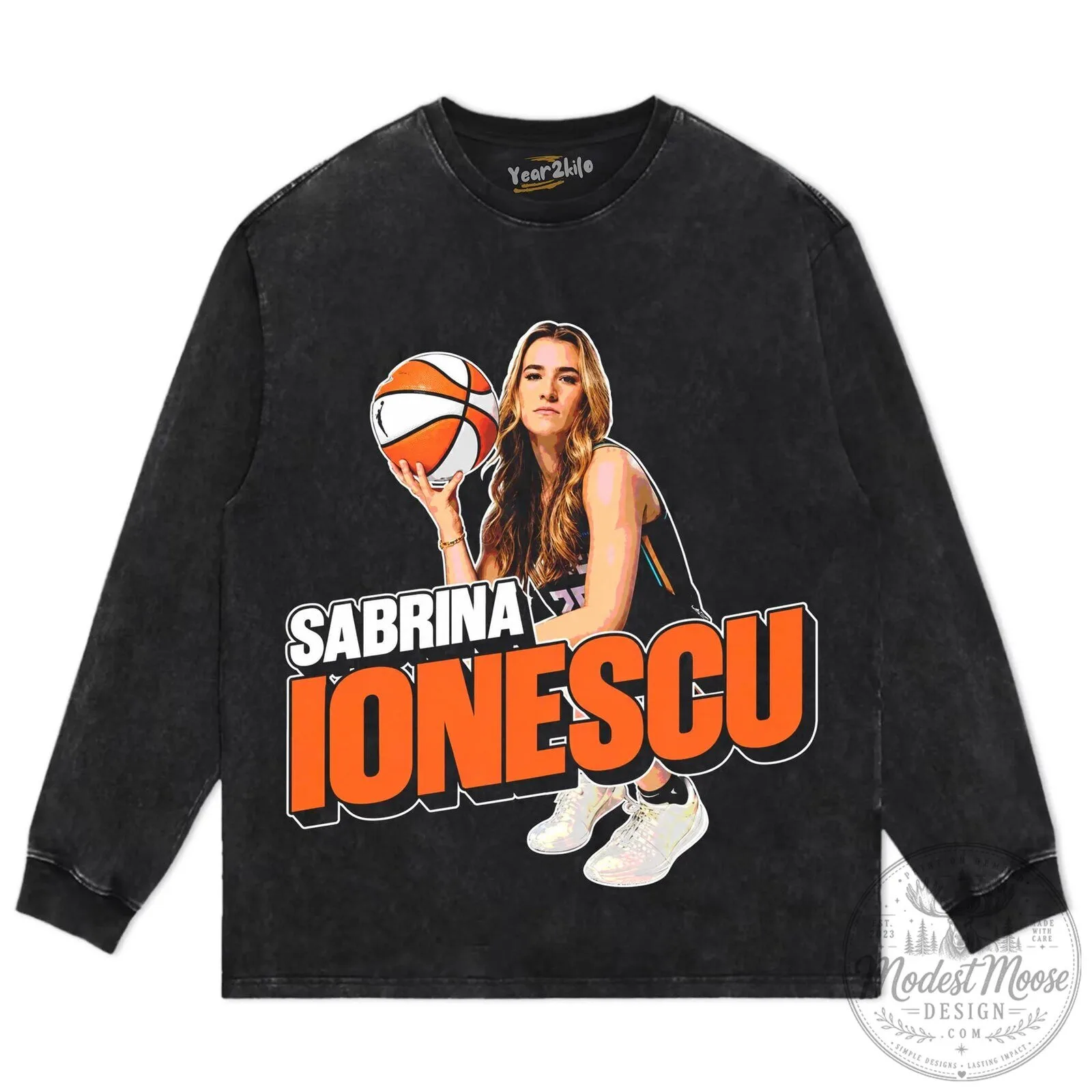 Sabrina Ionescu Vintage Basketball Player Graphic Washed Black T-Shirt 18 Sabrina Ionescu Vintage Basketball Player Graphic Washed Black T-Shirt