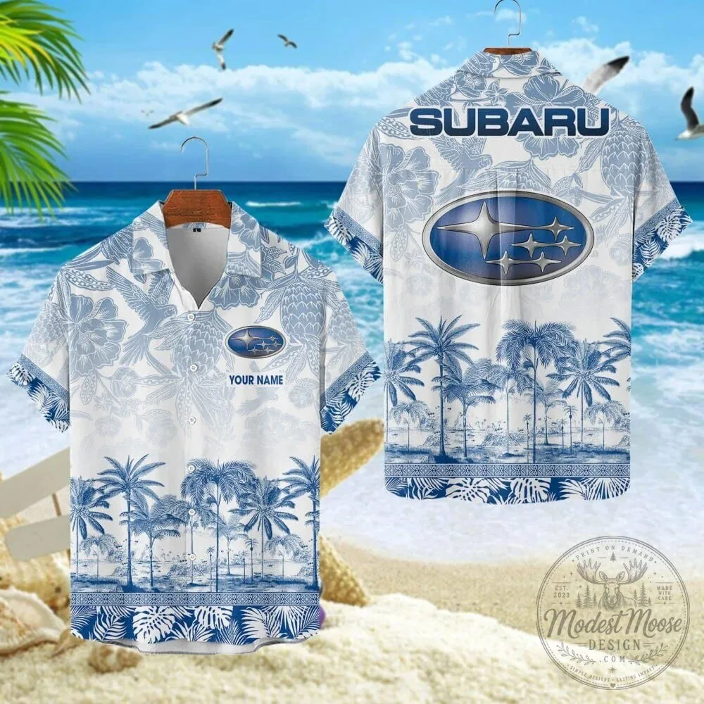 Subaru Car Logo Tropical Palm Trees Hawaiian Shirt