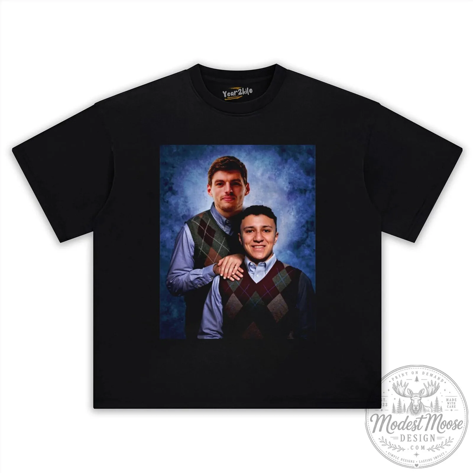 Max Isack Funny Best Friends Portrait Washed Black Graphic T-Shirt 11 Max Isack Funny Best Friends Portrait Washed Black Graphic T-Shirt