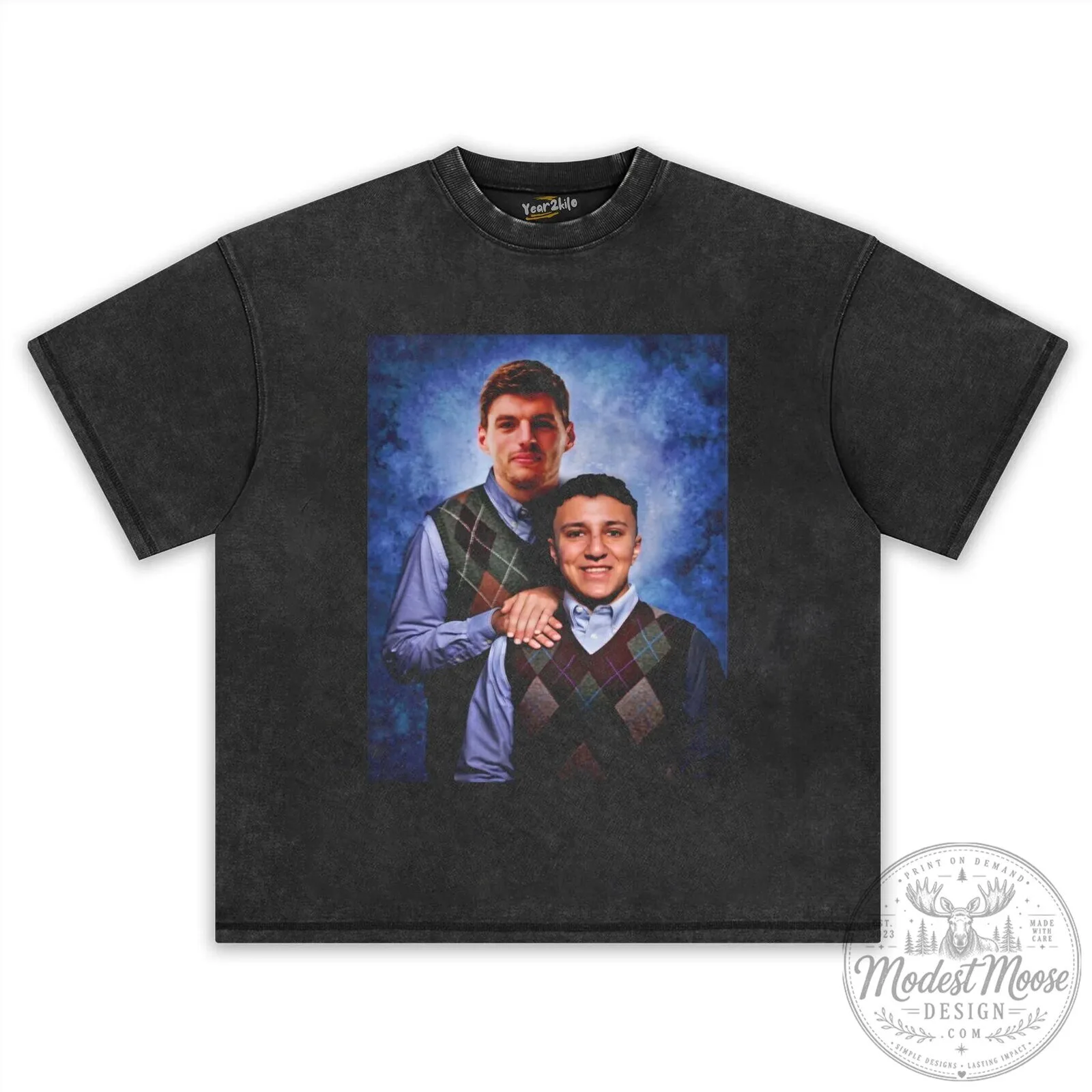 Max Isack Funny Best Friends Portrait Washed Black Graphic T-Shirt 12 Max Isack Funny Best Friends Portrait Washed Black Graphic T-Shirt