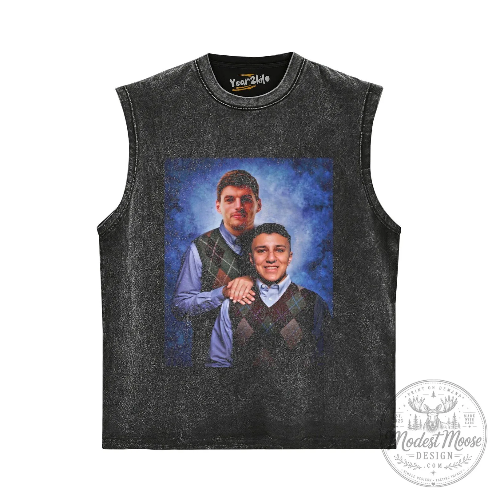 Max Isack Funny Best Friends Portrait Washed Black Graphic T-Shirt 13 Max Isack Funny Best Friends Portrait Washed Black Graphic T-Shirt