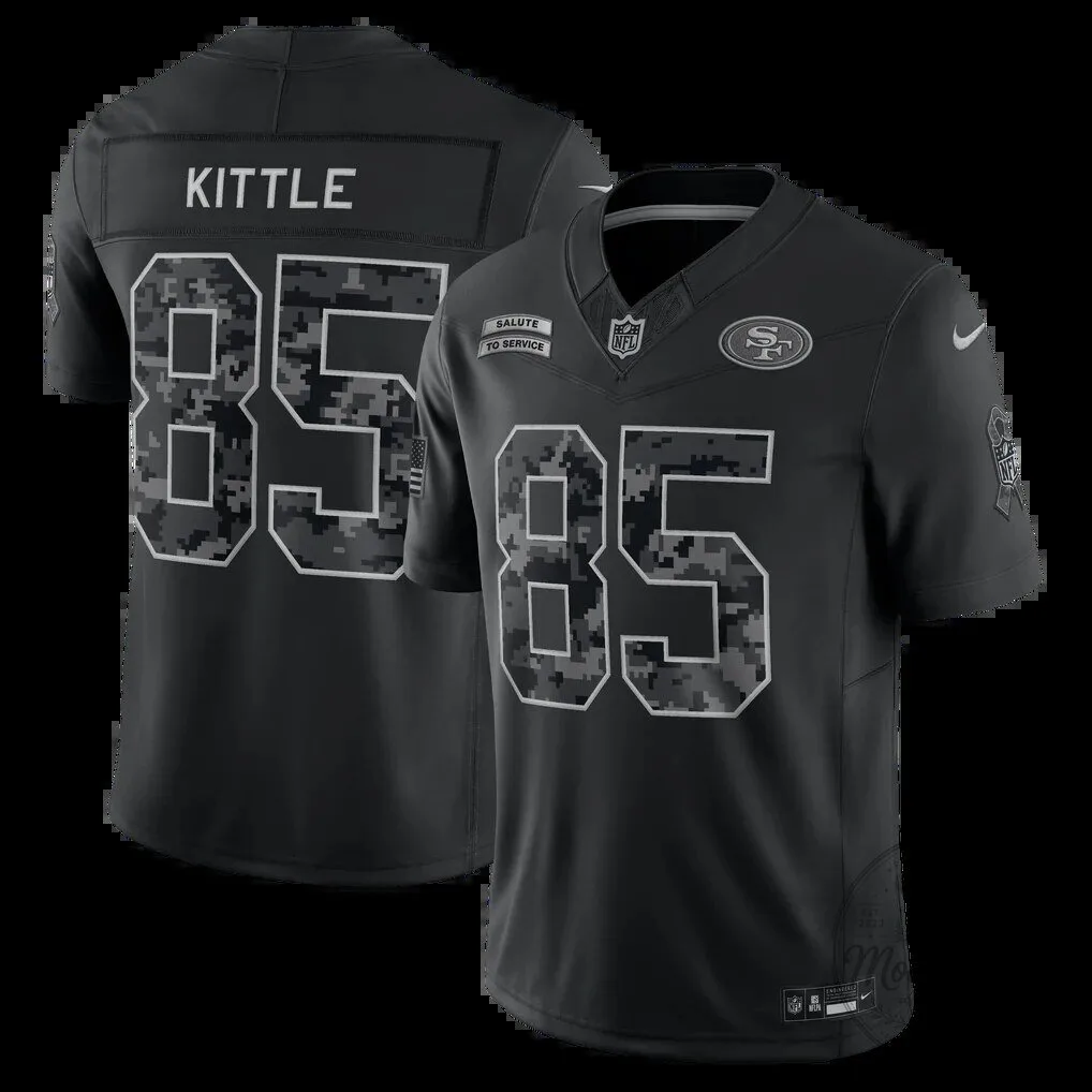 San Francisco 49ers Black Football Jersey for George Kittle - Salute To Service Edition