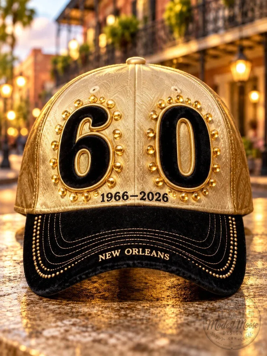 New Orleans Saints 60th Anniversary Gold and Black Baseball Cap Hat