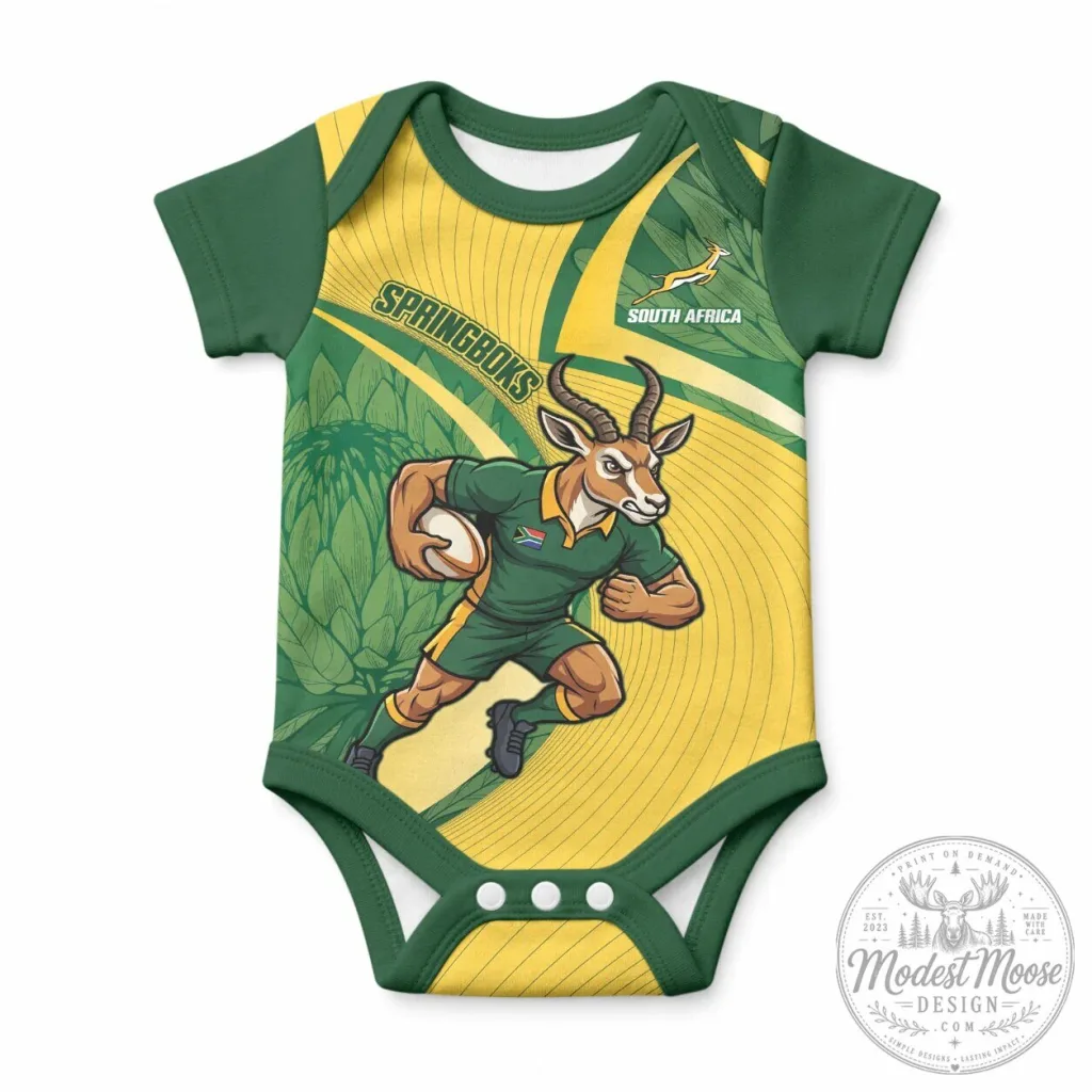 South Africa Springboks Rugby Mascot Baby Romper South Africa Springboks Rugby Mascot Baby Romper