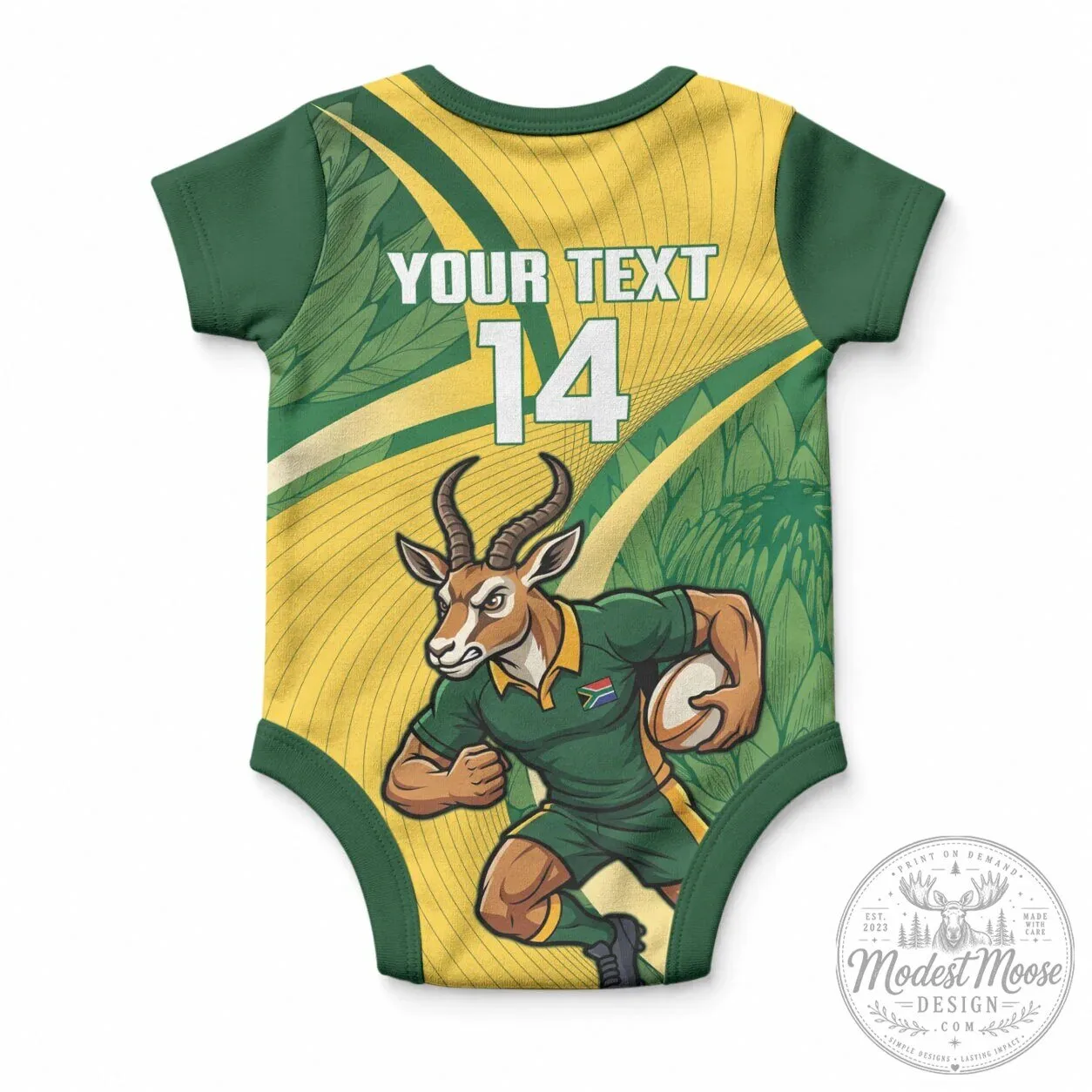 South Africa Springboks Rugby Mascot Baby Romper 5 South Africa Springboks Rugby Mascot Baby Romper