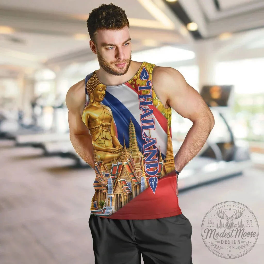 Thailand Golden Buddha Elephant Temple Garuda Art Men's Tank Top