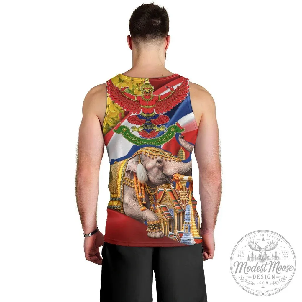 Thailand Golden Buddha Elephant Temple Garuda Art Men's Tank Top 6 Thailand Golden Buddha Elephant Temple Garuda Art Men