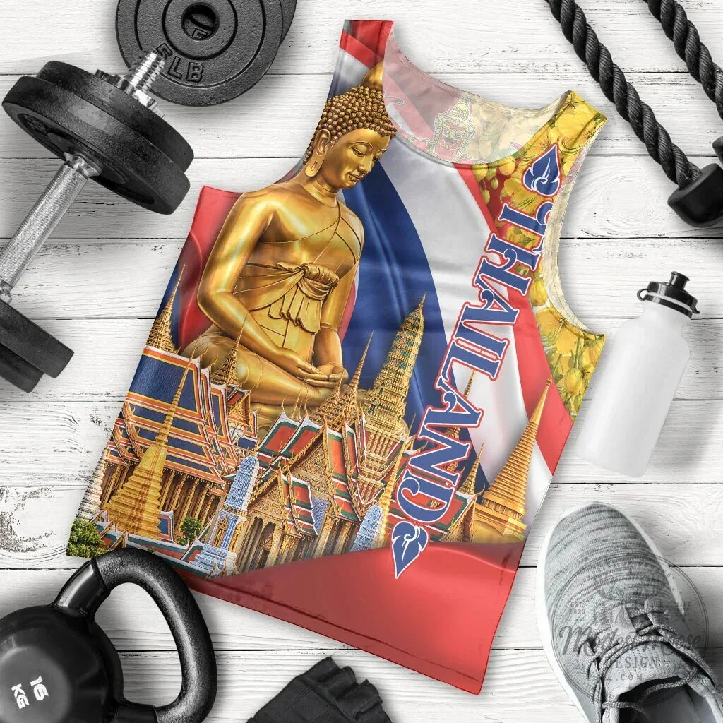Thailand Golden Buddha Elephant Temple Garuda Art Men's Tank Top 8 Thailand Golden Buddha Elephant Temple Garuda Art Men