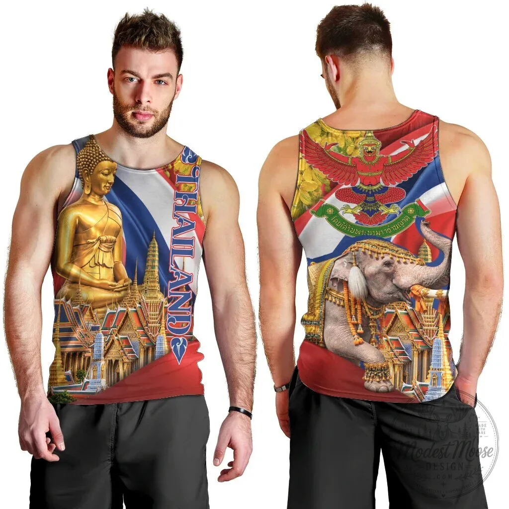 Thailand Golden Buddha Elephant Temple Garuda Art Men's Tank Top 9 Thailand Golden Buddha Elephant Temple Garuda Art Men
