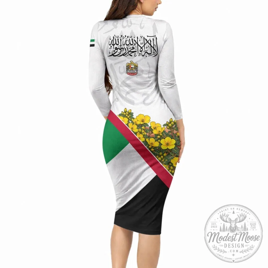 United Arab Emirates National Day Arabian Oryx Long Sleeve Bodycon Dress 5 United Arab Emirates National Day Arabian Oryx Long Sleeve Bodycon Dress