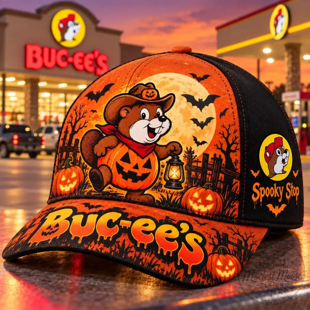 Buc-ee's Halloween Beaver Pumpkin Full Moon Spooky Season Baseball Cap Buc-ee's Halloween Beaver Pumpkin Full Moon Spooky Season Baseball Cap