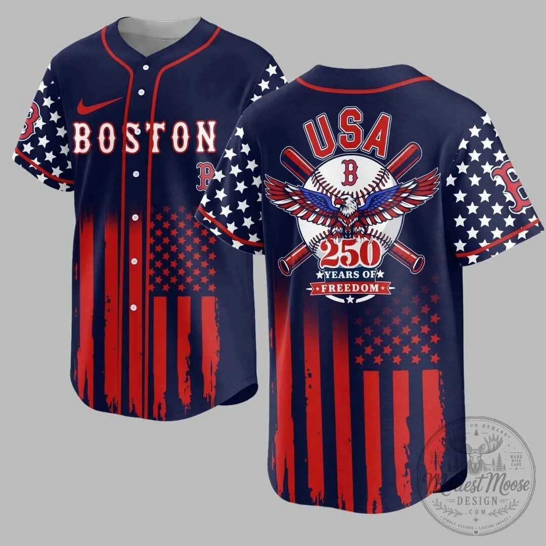Boston Red Sox American Flag Patriotic Baseball Jersey