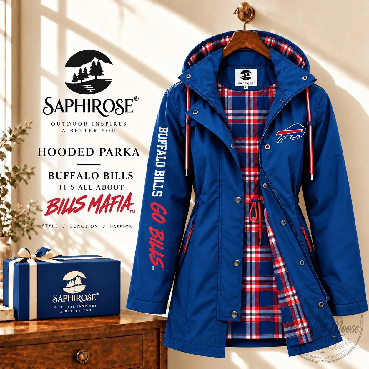 Buffalo Bills Mafia Blue Windbreaker Hooded Parka Jacket for Women