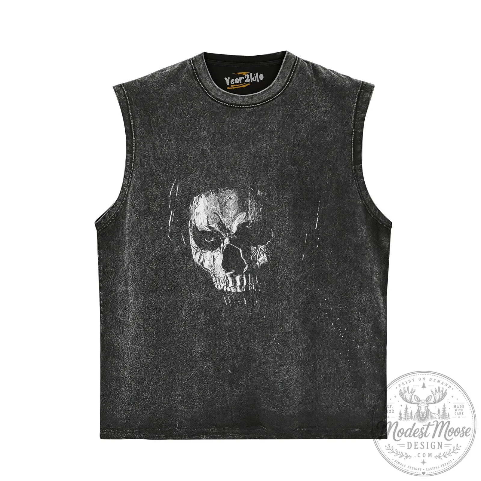 Horrible Skull Graphic Washed Black Oversized Crewneck T-Shirt 13 Horrible Skull Graphic Washed Black Oversized Crewneck T-Shirt