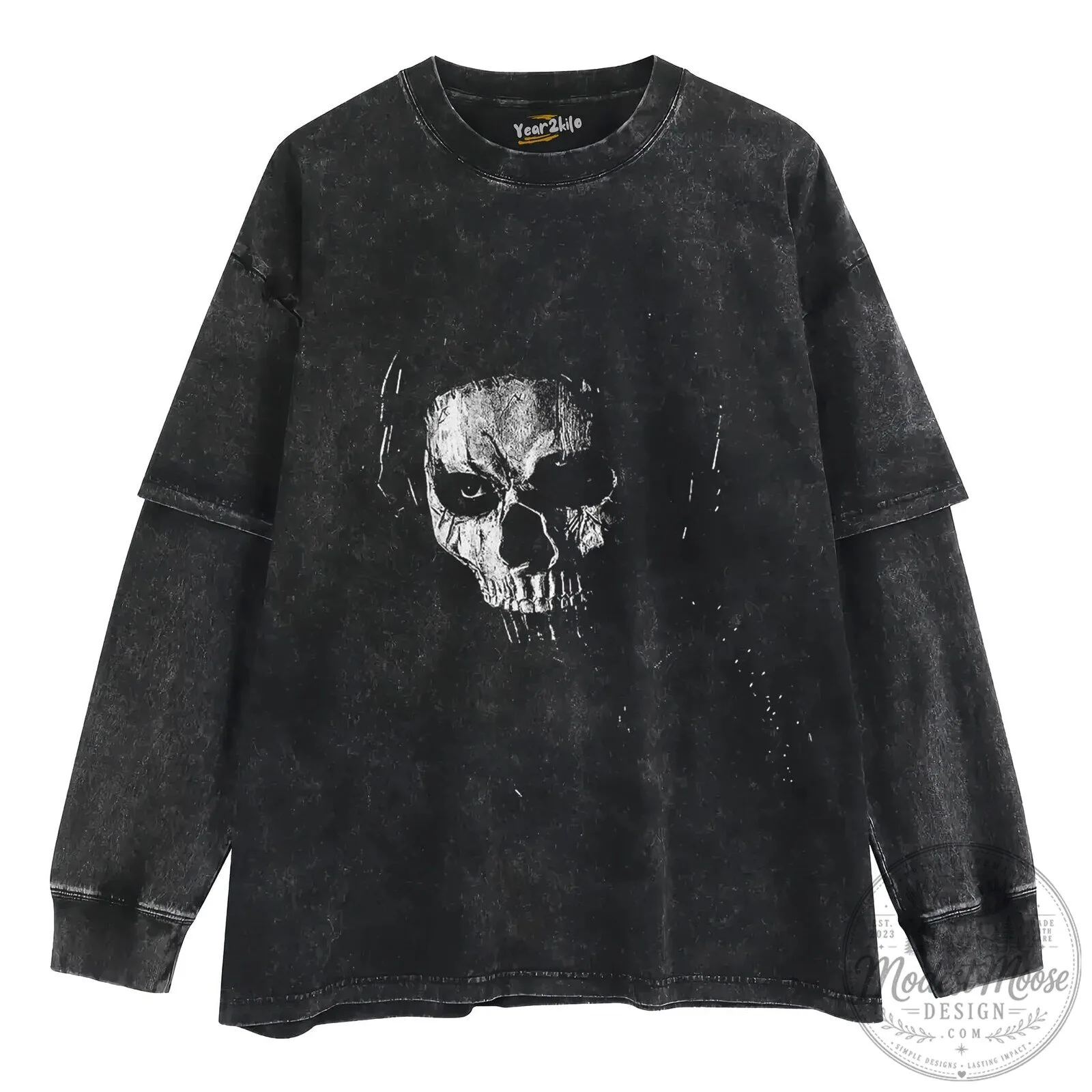 Horrible Skull Graphic Washed Black Oversized Crewneck T-Shirt 14 Horrible Skull Graphic Washed Black Oversized Crewneck T-Shirt